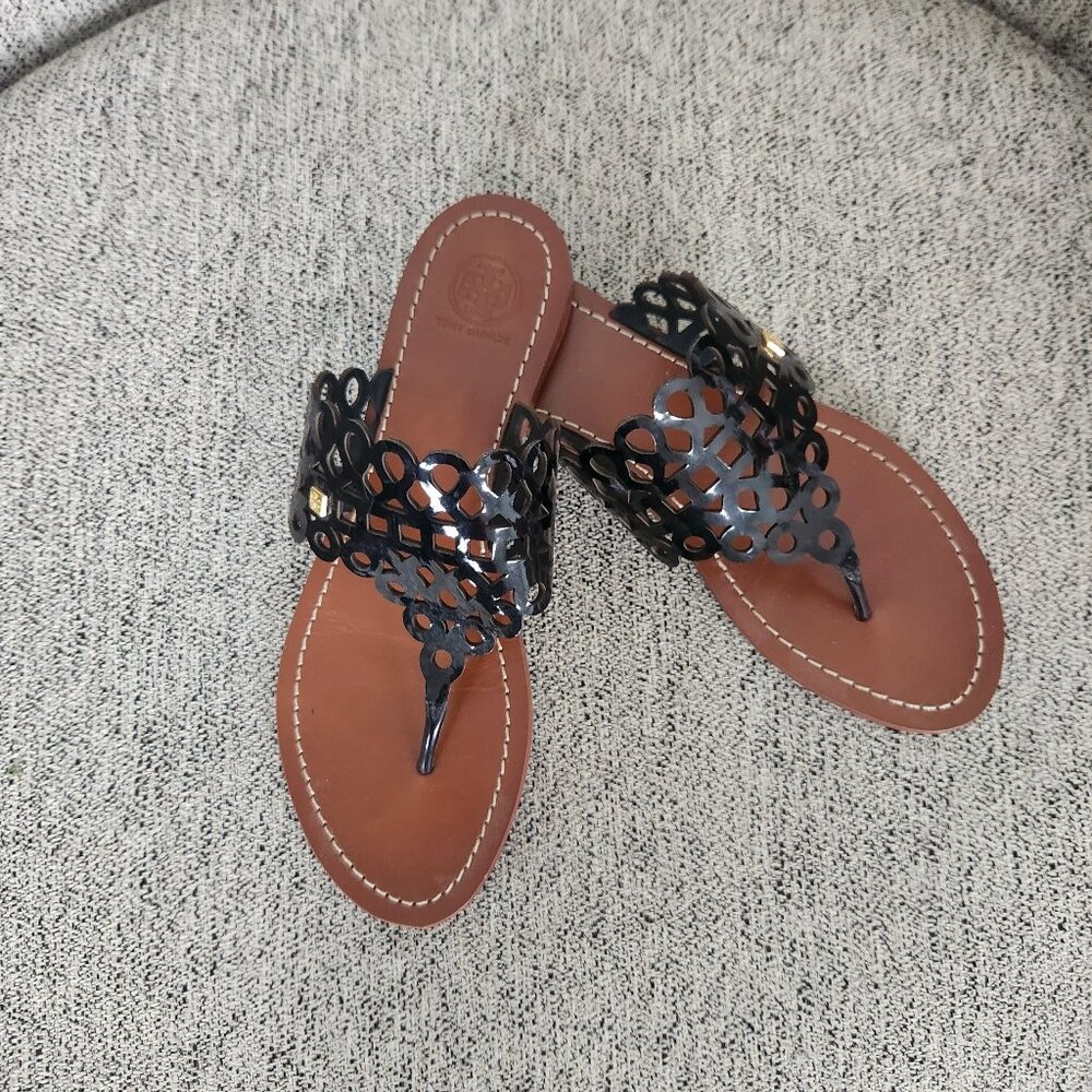Tory Burch Black Patent Sandals Size 8
